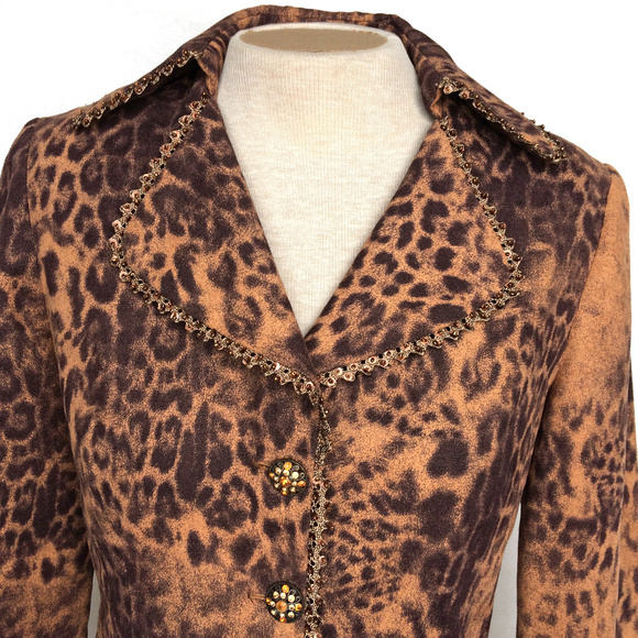 Joseph Ribkoff Beaded Soft Cheetah Print jacket 8 - Picture 3 of 7
